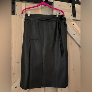 NWT Express Faux Leather Patch Pocket Tie Waist Pencil Skirt